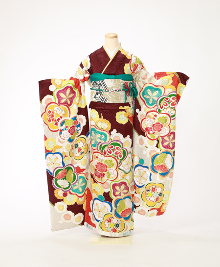 振袖 無地と左右どちらかの帯 半襟 襟芯 三重紐 各一点-